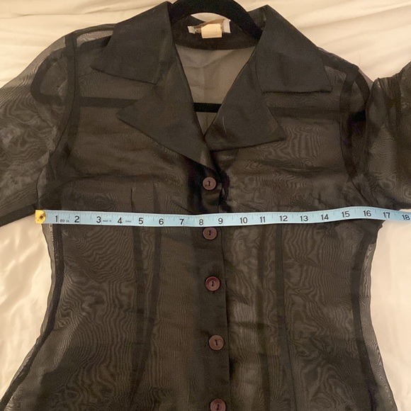 Vintage Sheer Button Front Top with Large Cuffs, Size Medium - Picture 3 of 5